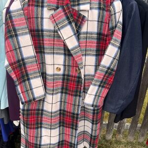 Old Navy Red and Blue Trench Coat